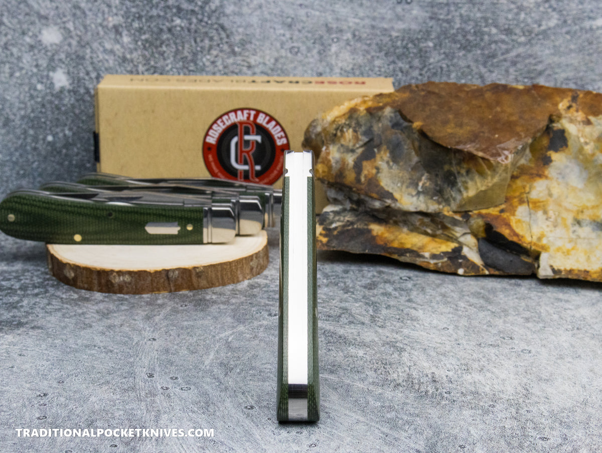 RoseCraft Blades Buffalo River Jack Green Micarta (RCT030-DGM)