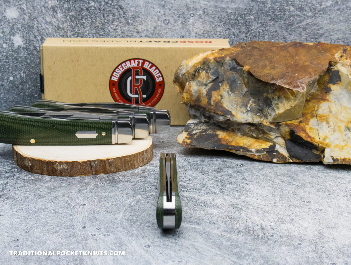 RoseCraft Blades Buffalo River Jack Green Micarta (RCT030-DGM)