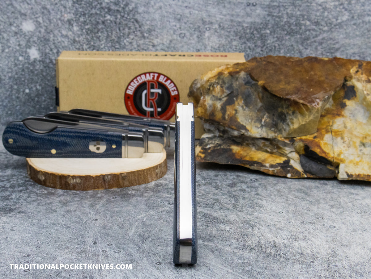 RoseCraft Blades Elk River Easy Open Jack Blue Denim Micarta (RCT027-BM)