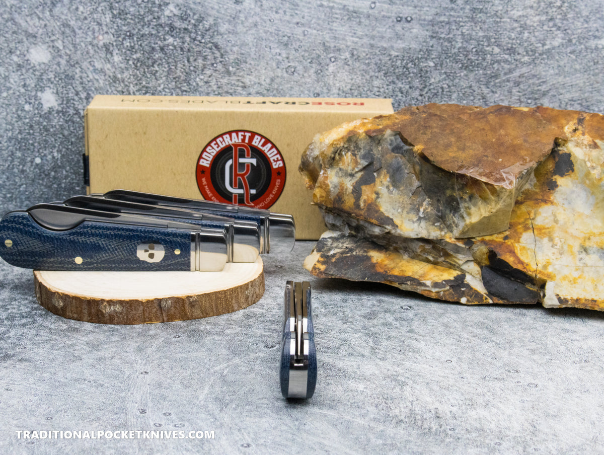 RoseCraft Blades Elk River Easy Open Jack Blue Denim Micarta (RCT027-BM)