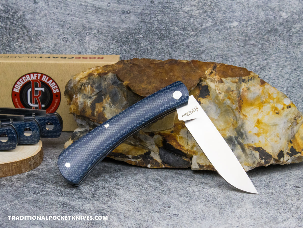RoseCraft Blades Overall Creek Farm Hand Blue Denim Micarta (RCT022-BDM)