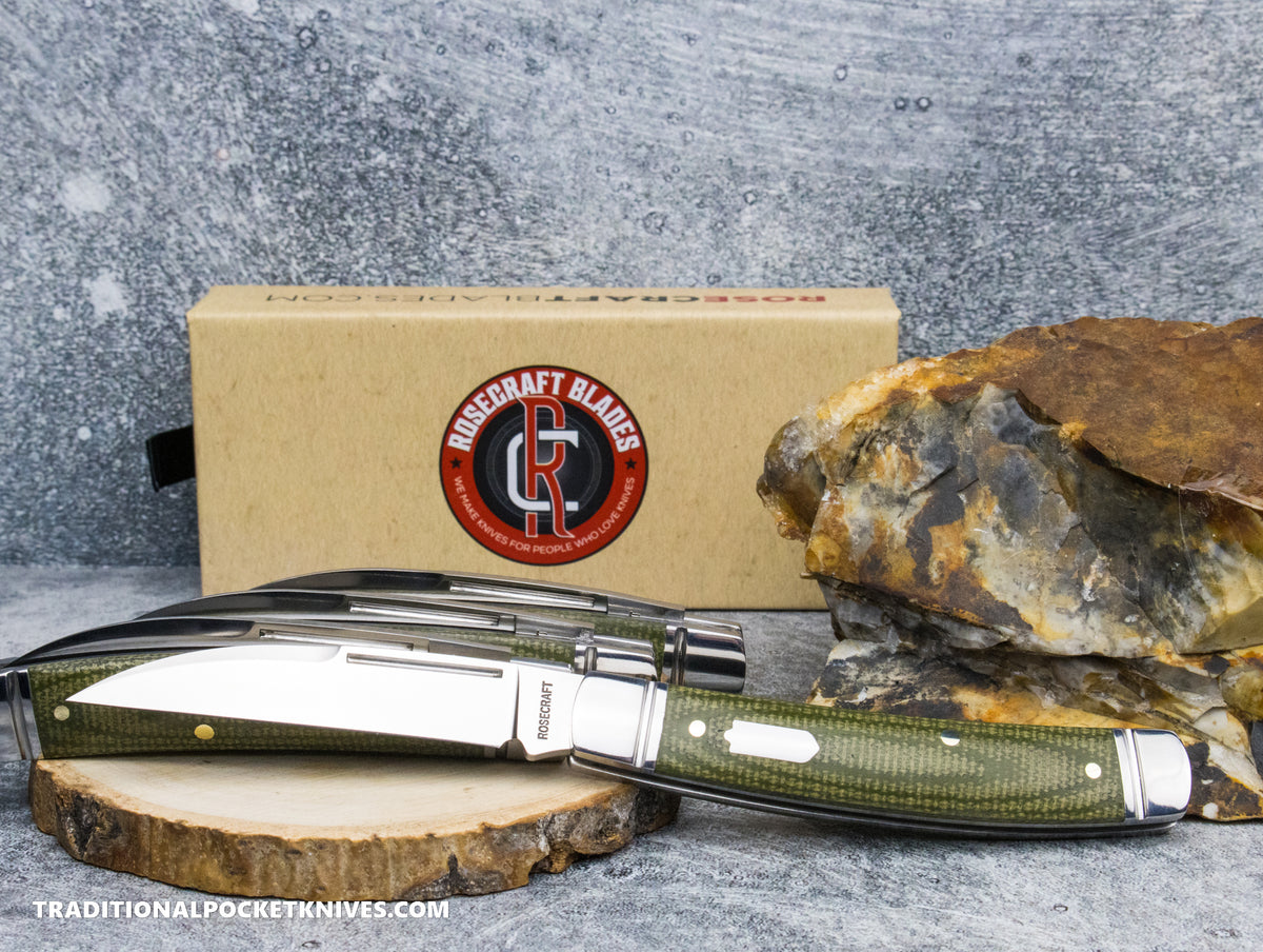 RoseCraft Blades Mud Creek Congress Green Micarta (RCT028-LGM)