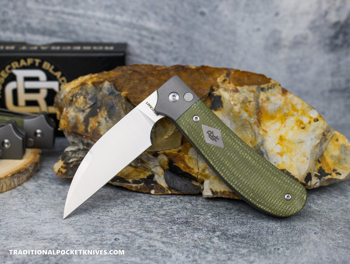 RoseCraft Blades Clinch River Button Lock Green Micarta (RCMT005-GR)