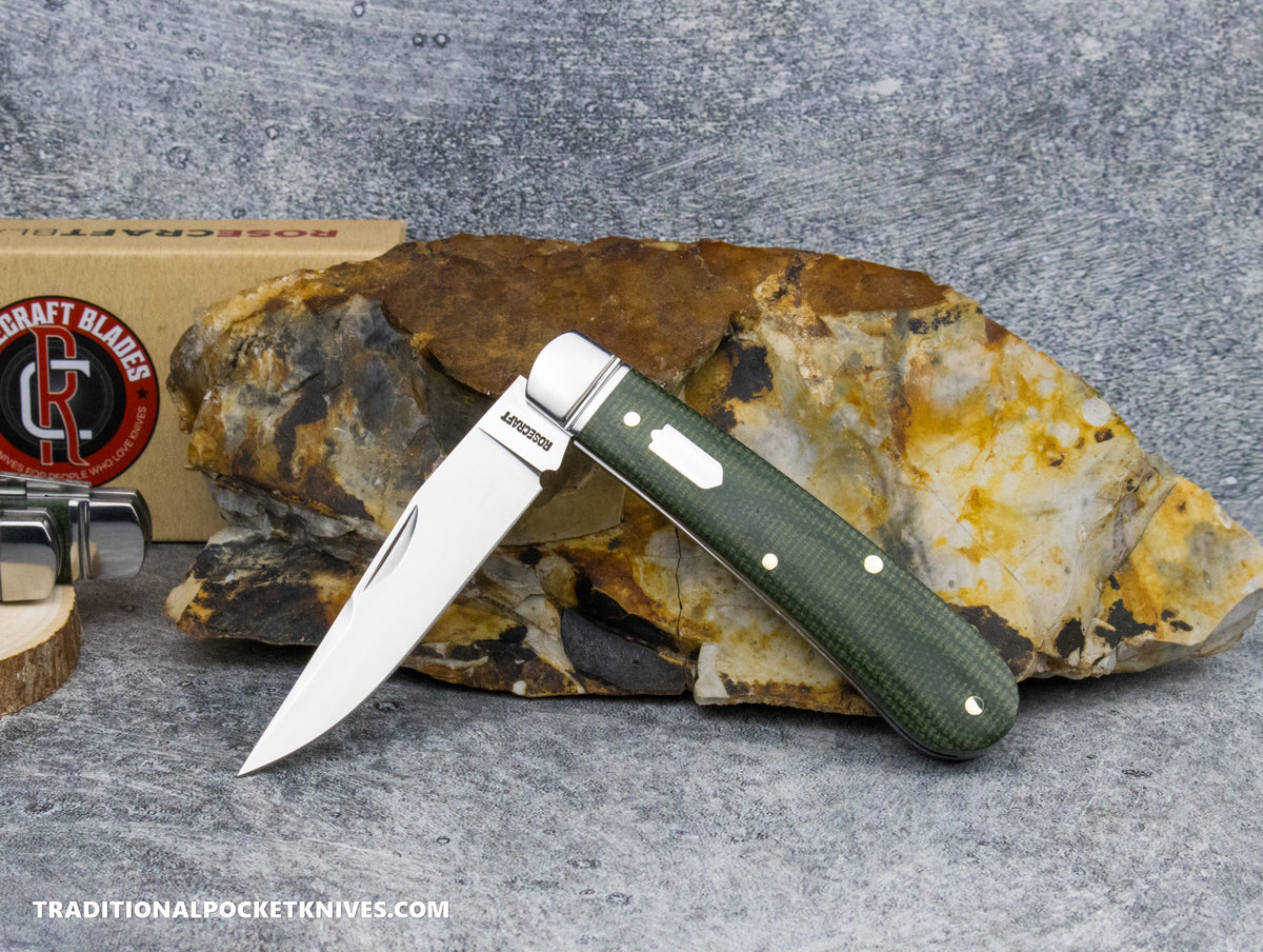RoseCraft Blades Buffalo River Jack Green Micarta (RCT030-DGM)