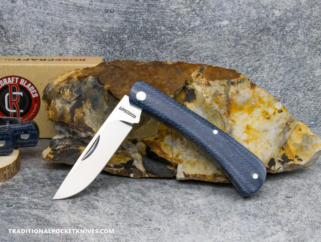 RoseCraft Blades Overall Creek Farm Hand Blue Denim Micarta