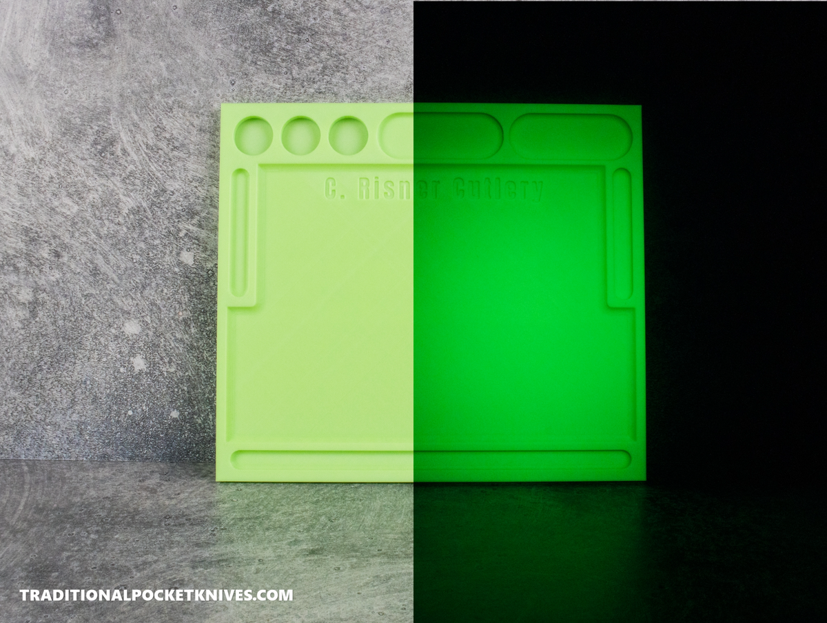 C. Risner Cutlery Knife Maintenance Breakdown Tray Glow in the Dark Green