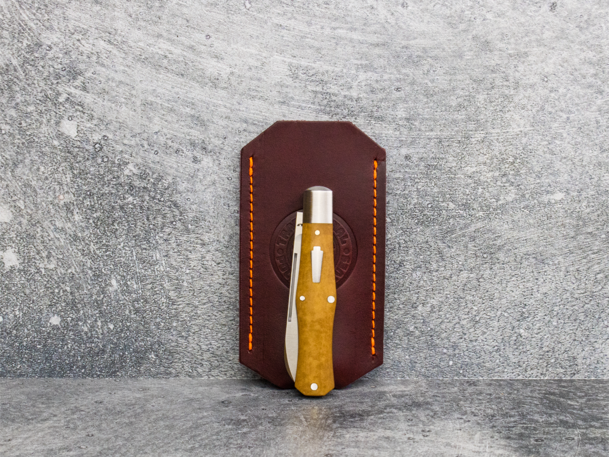 C. Risner Cutlery Premium Logo Leather Knife Slip Small - Autumn Sunset Buttero