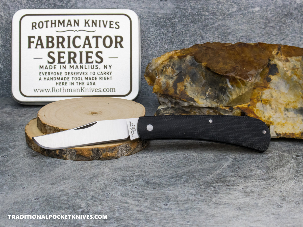 Rothman Knives Gentlemen's Trapper Black Canvas Micarta Clippoint - Fabricator Series