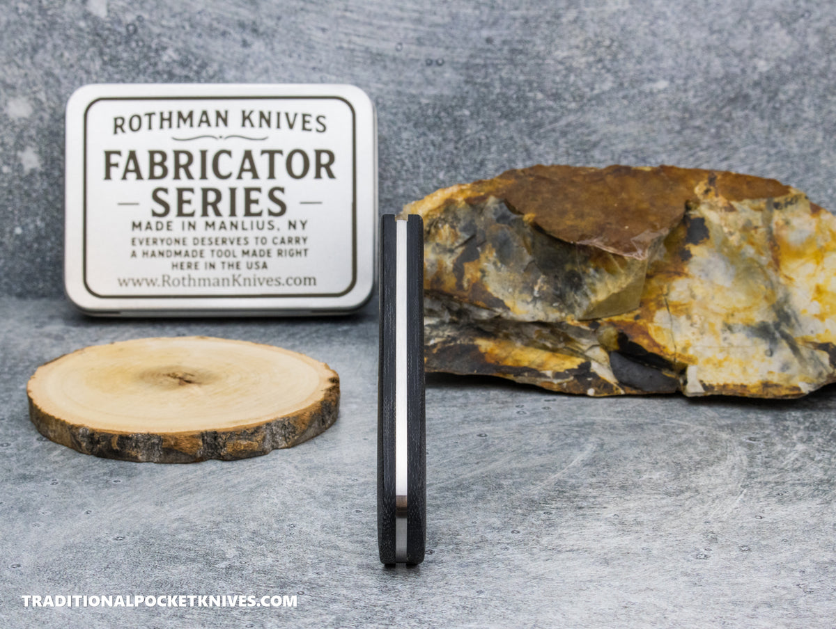 Rothman Knives Gentlemen's Trapper Black Canvas Micarta Clippoint - Fabricator Series