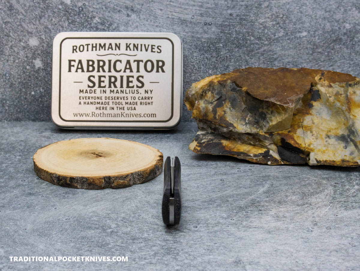 Rothman Knives Gentlemen's Trapper Black Canvas Micarta Clippoint - Fabricator Series