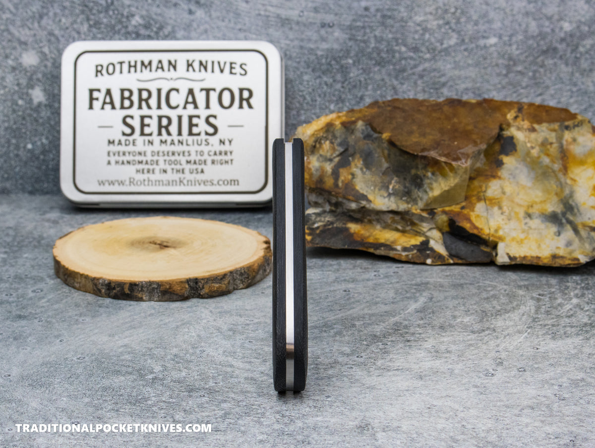 Rothman Knives Gentlemen's Trapper Black Canvas Micarta Spearpoint - Fabricator Series