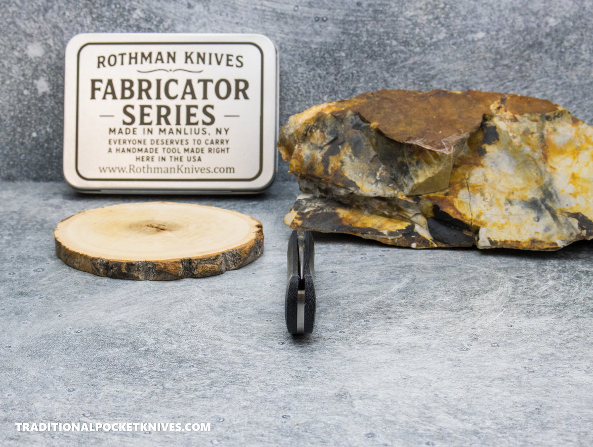 Rothman Knives Gentlemen's Trapper Black Canvas Micarta Spearpoint - Fabricator Series