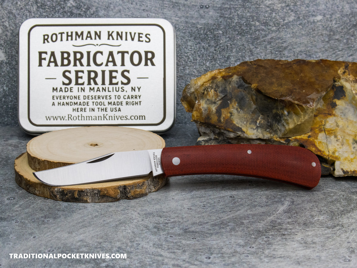 Rothman Knives Gentlemen's Trapper Red Canvas Micarta Clippoint - Fabricator Series