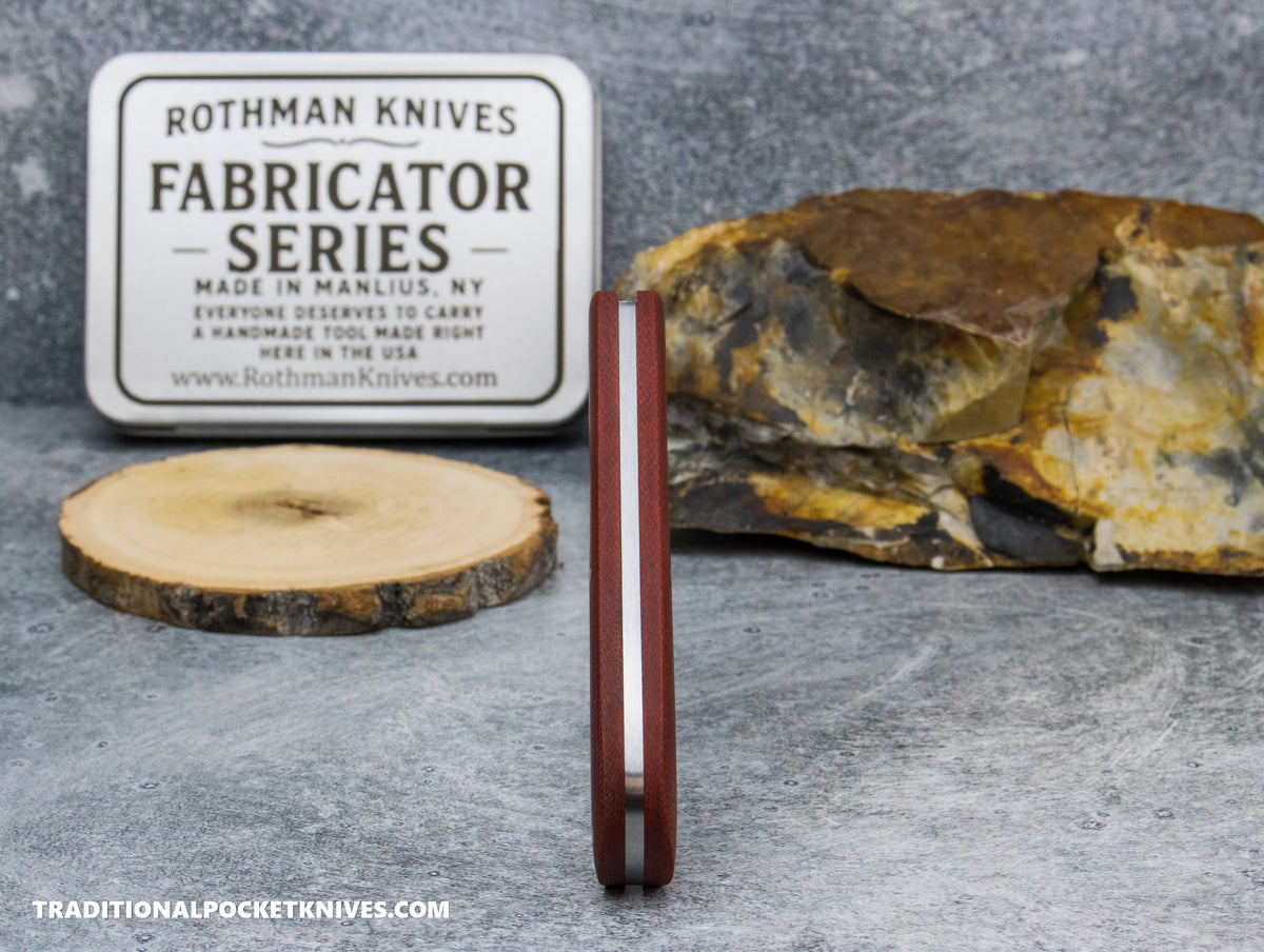 Rothman Knives Gentlemen's Trapper Red Canvas Micarta Clippoint - Fabricator Series