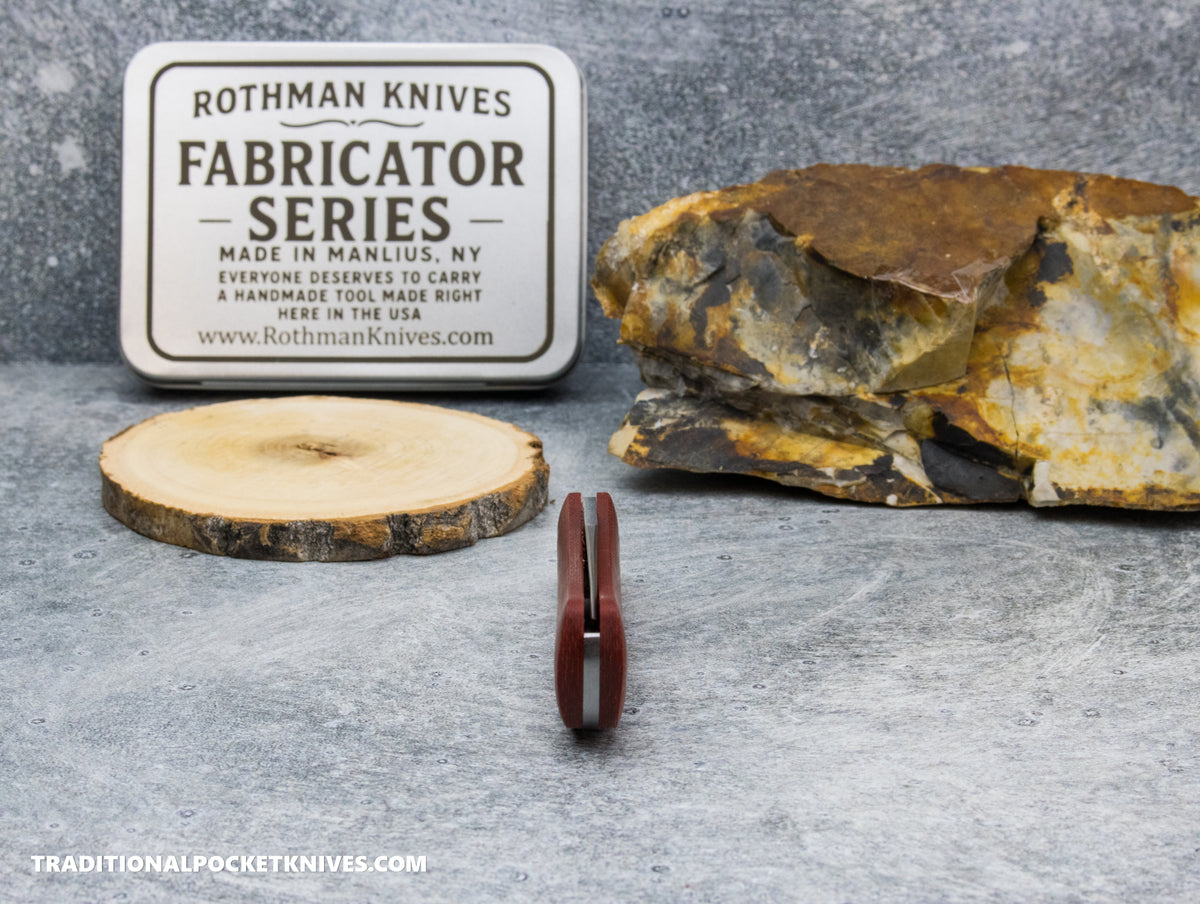 Rothman Knives Gentlemen's Trapper Red Canvas Micarta Clippoint - Fabricator Series