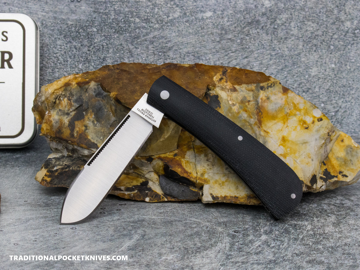 Rothman Knives Gentlemen's Trapper Black Canvas Micarta Spearpoint - Fabricator Series