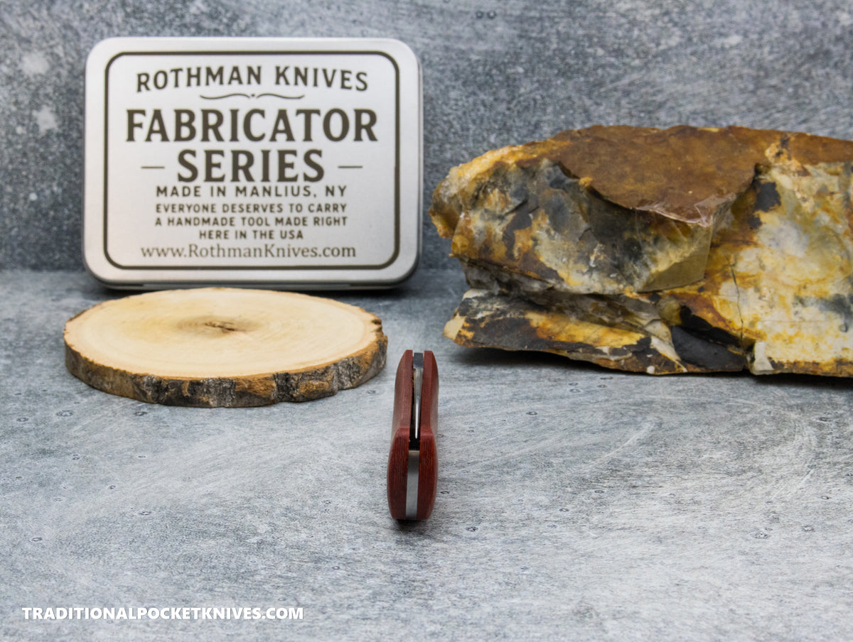 Rothman Knives Gentlemen's Trapper Red Canvas Micarta Wharncliffe - Fabricator Series
