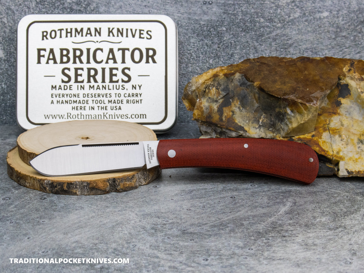 Rothman Knives Gentlemen's Trapper Red Canvas Micarta Spearpoint - Fabricator Series