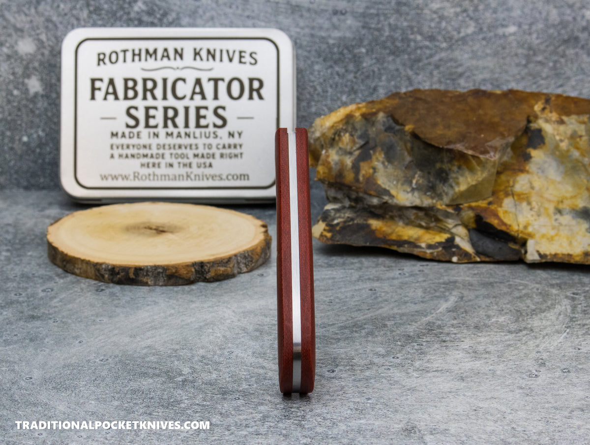 Rothman Knives Gentlemen's Trapper Red Canvas Micarta Spearpoint - Fabricator Series