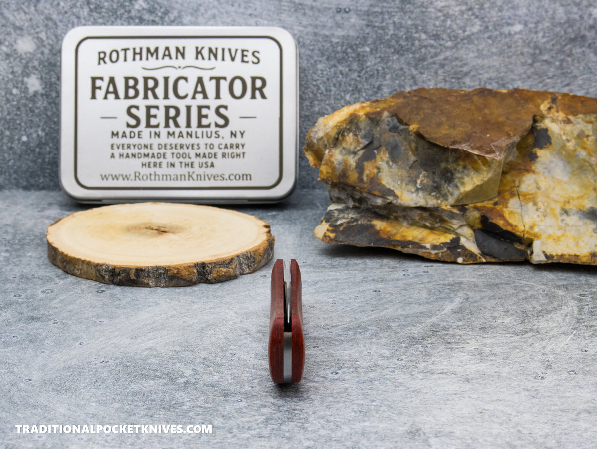 Rothman Knives Gentlemen's Trapper Red Canvas Micarta Spearpoint - Fabricator Series
