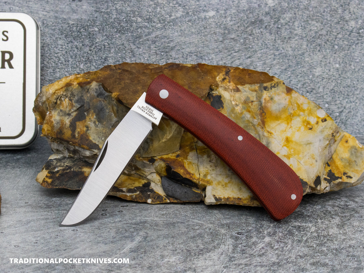 Rothman Knives Gentlemen's Trapper Red Canvas Micarta Clippoint - Fabricator Series