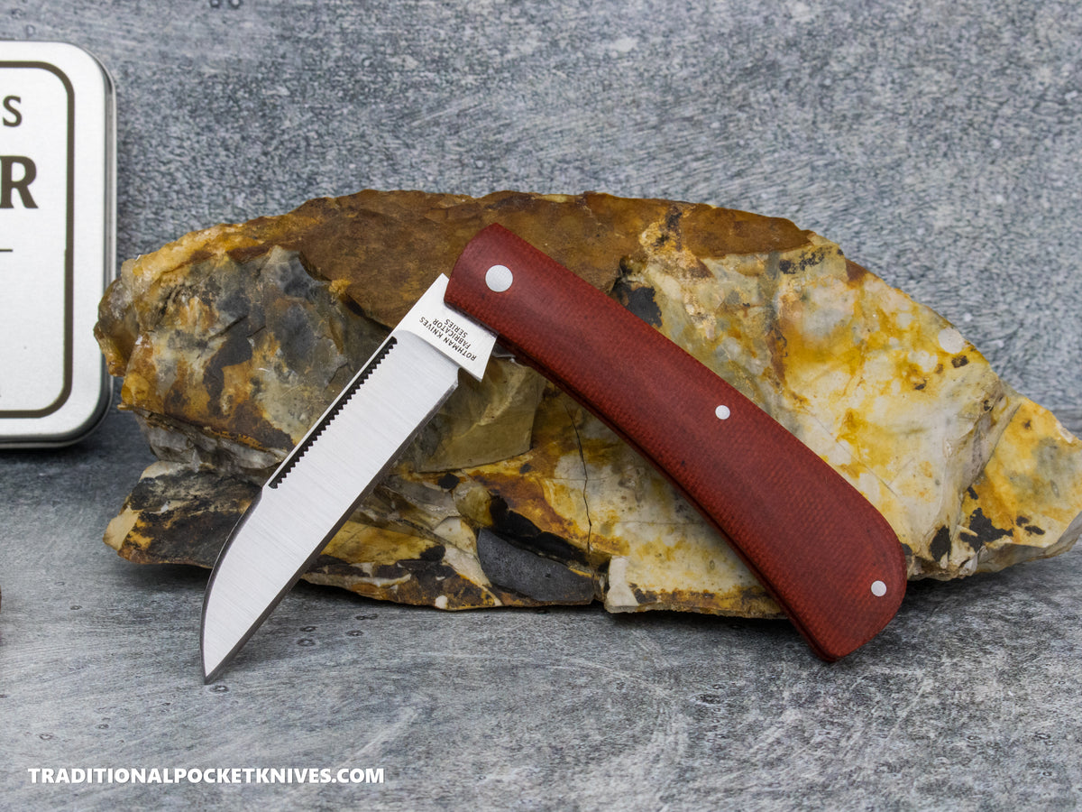 Rothman Knives Gentlemen's Trapper Red Canvas Micarta Wharncliffe - Fabricator Series