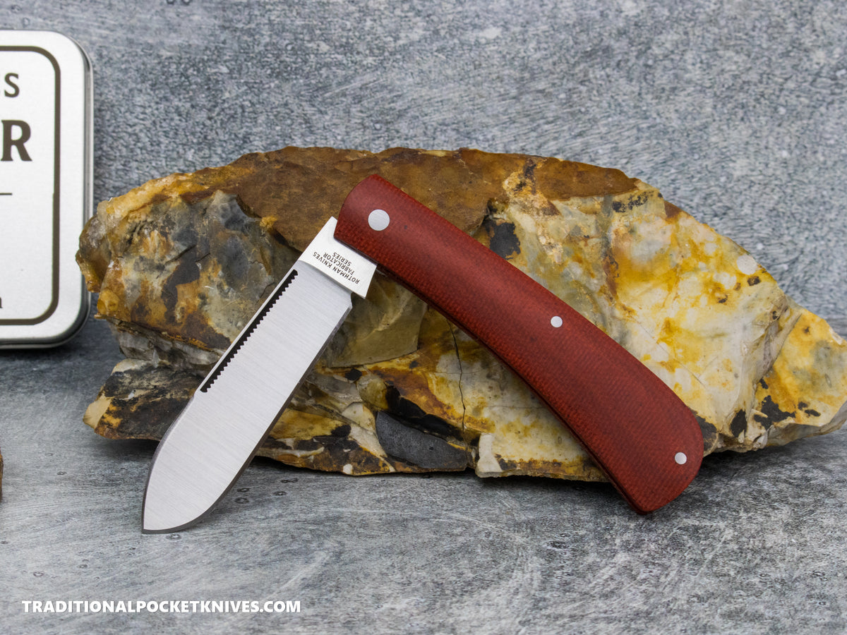Rothman Knives Gentlemen's Trapper Red Canvas Micarta Spearpoint - Fabricator Series