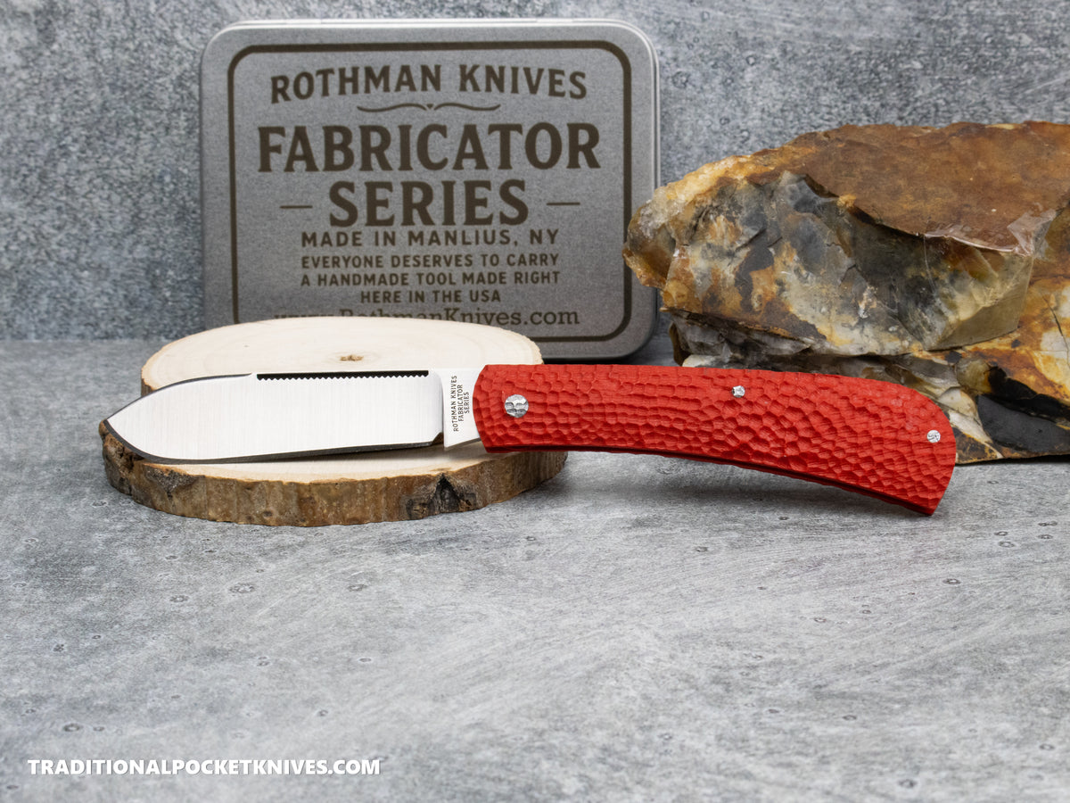 Rothman Knives Gentlemen's Trapper Red Jigged G10 Spearpoint - Fabricator Series