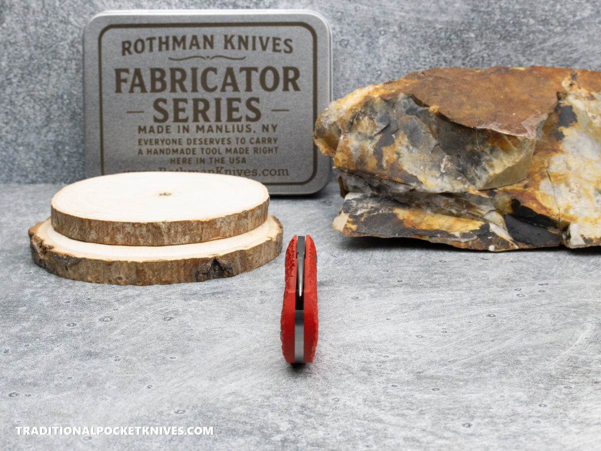 Rothman Knives Gentlemen's Trapper Red Jigged G10 Spearpoint - Fabricator Series