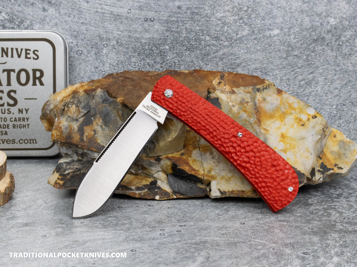Rothman Knives Gentlemen's Trapper Red Jigged G10 Spearpoint - Fabricator Series