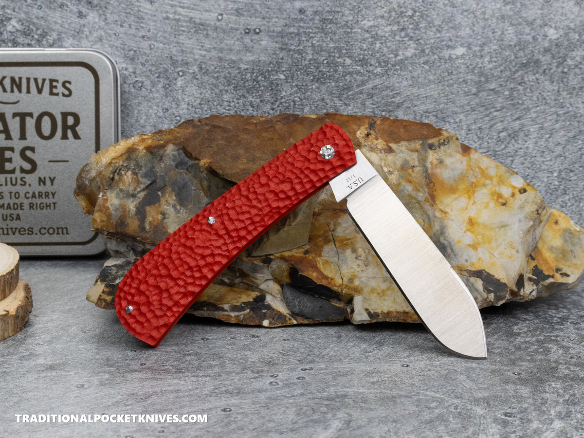 Rothman Knives Gentlemen's Trapper Red Jigged G10 Spearpoint - Fabricator Series