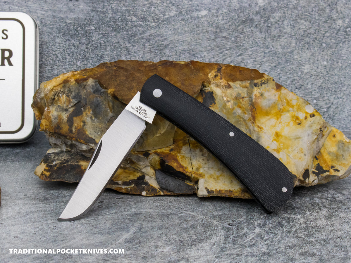 Rothman Knives Gentlemen's Trapper Black Canvas Micarta Clippoint - Fabricator Series
