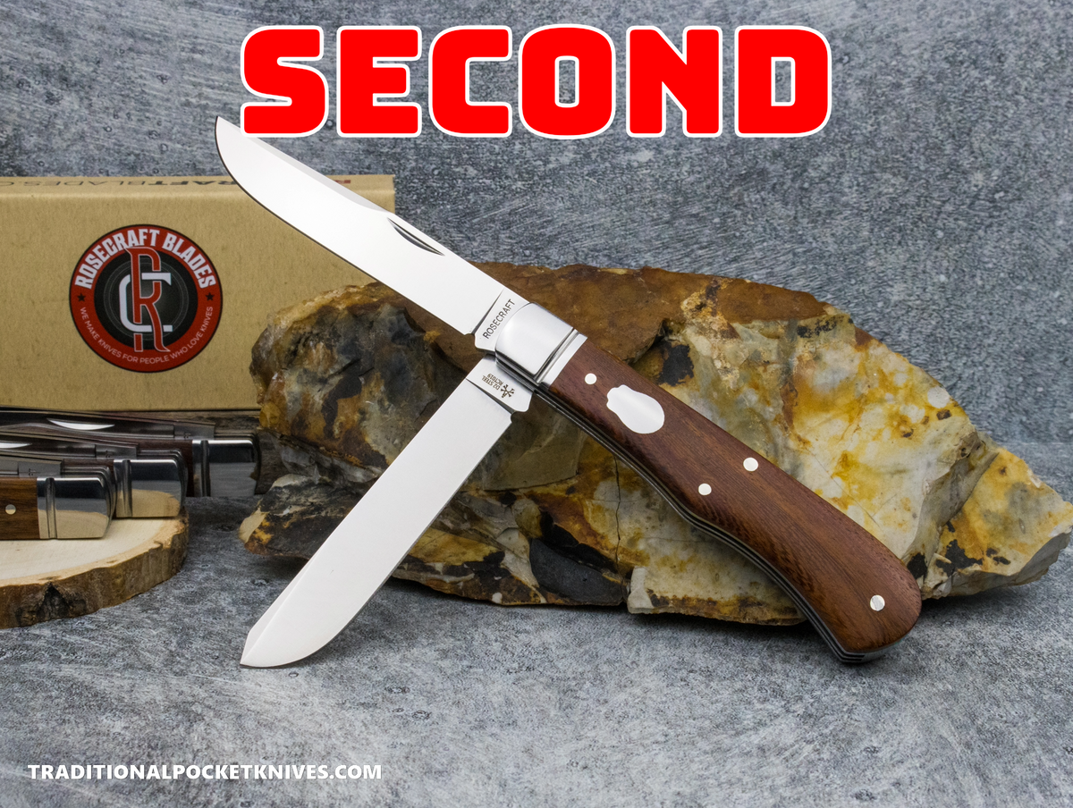 COSMETIC SECONDS: RoseCraft Blades Cockleburr Creek Trapper Rosewood (RCT019)