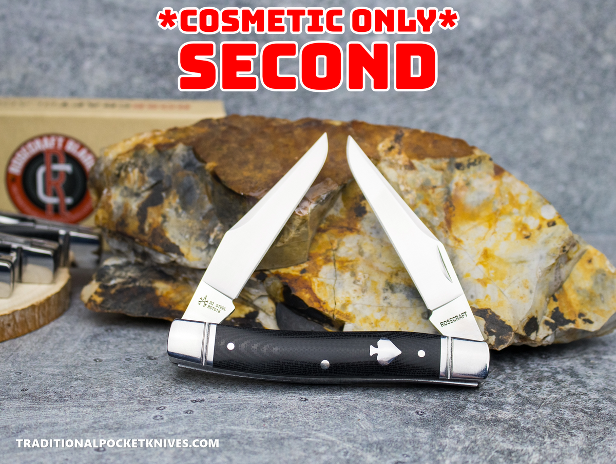 COSMETIC SECONDS: RoseCraft Blades Sequatchie River Muskrat Black Micarta (RCT018)