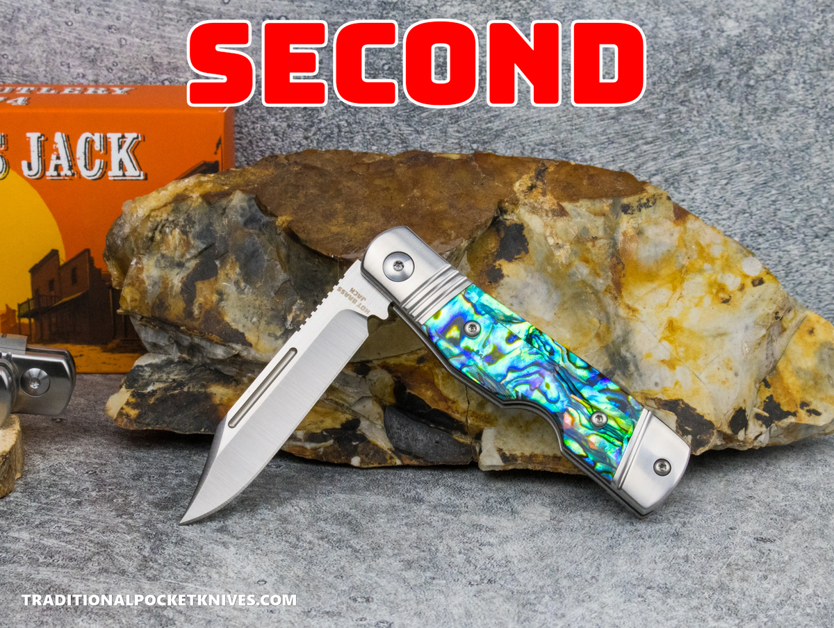 COSMETIC SECONDS: Hot Brass Jack: Abalone - Clip Point 154CM