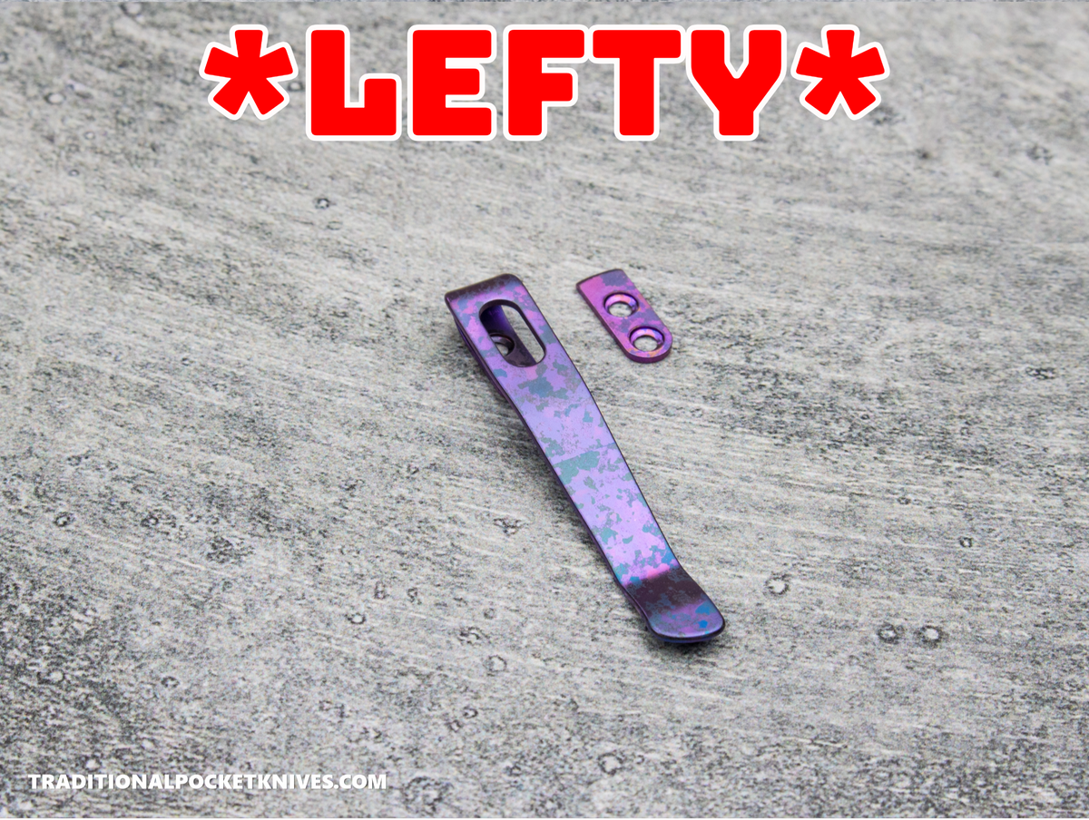 LIMITED RUN: Lynch Northwest Exclusive: QSP Penguin Glyde Lock Left Handed Titanium Clip - Purple Crystalized Titanium