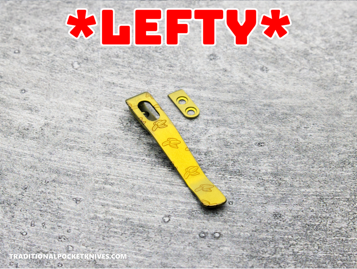 LIMITED RUN: Lynch Northwest Exclusive: QSP Penguin Glyde Lock Left Handed Titanium Clip - Banana