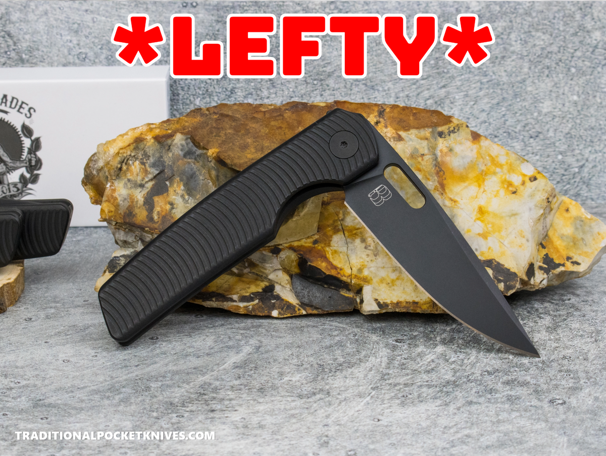 BergBlades Sweeney V2 - PVD Swirl Textured Titanium - No Thumbstuds Magnacut PVD ***LEFTY VERSION***