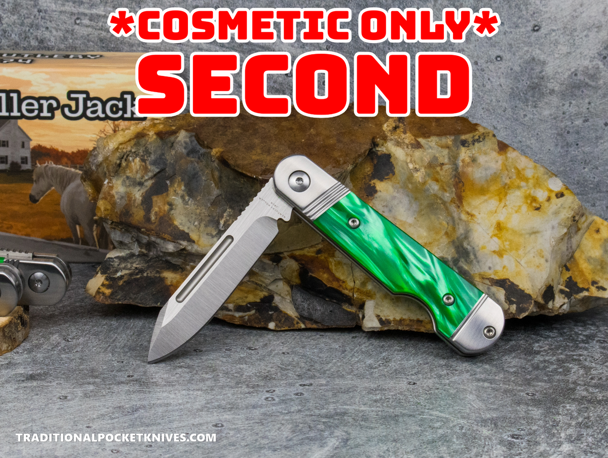 COSMETIC SECONDS: Kentucky Holler Jack: Kirinite Green Pearl Acrylic - Spearpoint 154CM