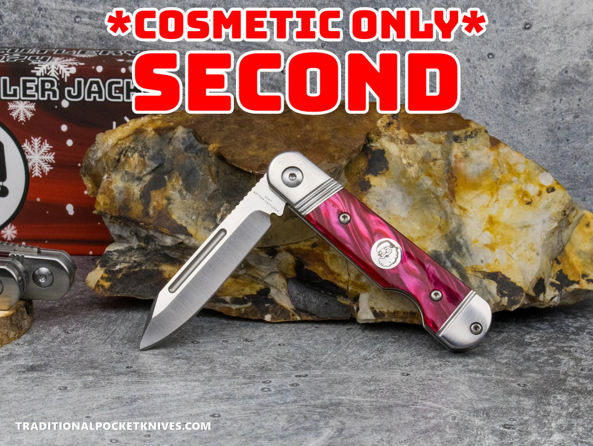 COSMETIC SECONDS: Kentucky Holler Jack: Santa Red Pearl Acrylic - Spearpoint 154CM