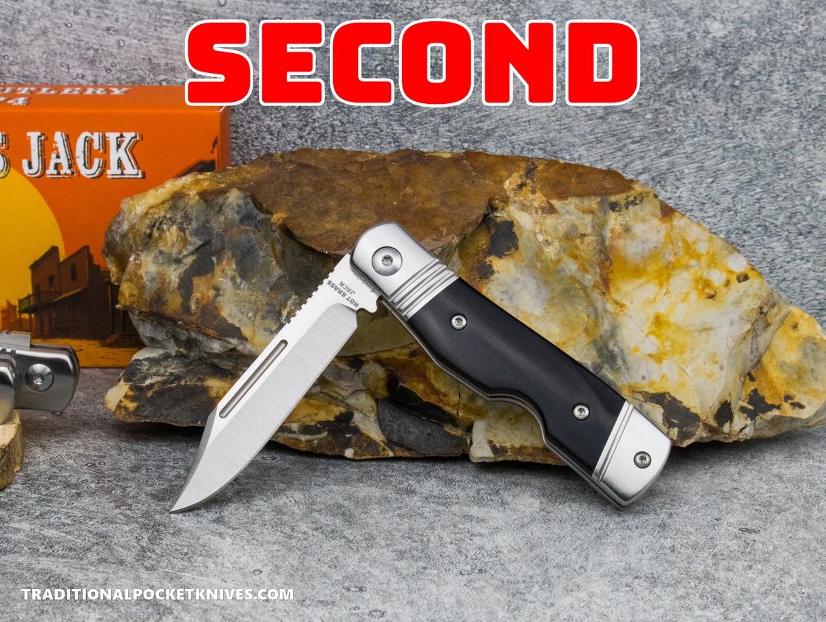 COSMETIC SECONDS: Hot Brass Jack: Black Buffalo Horn - Clip Point 154CM