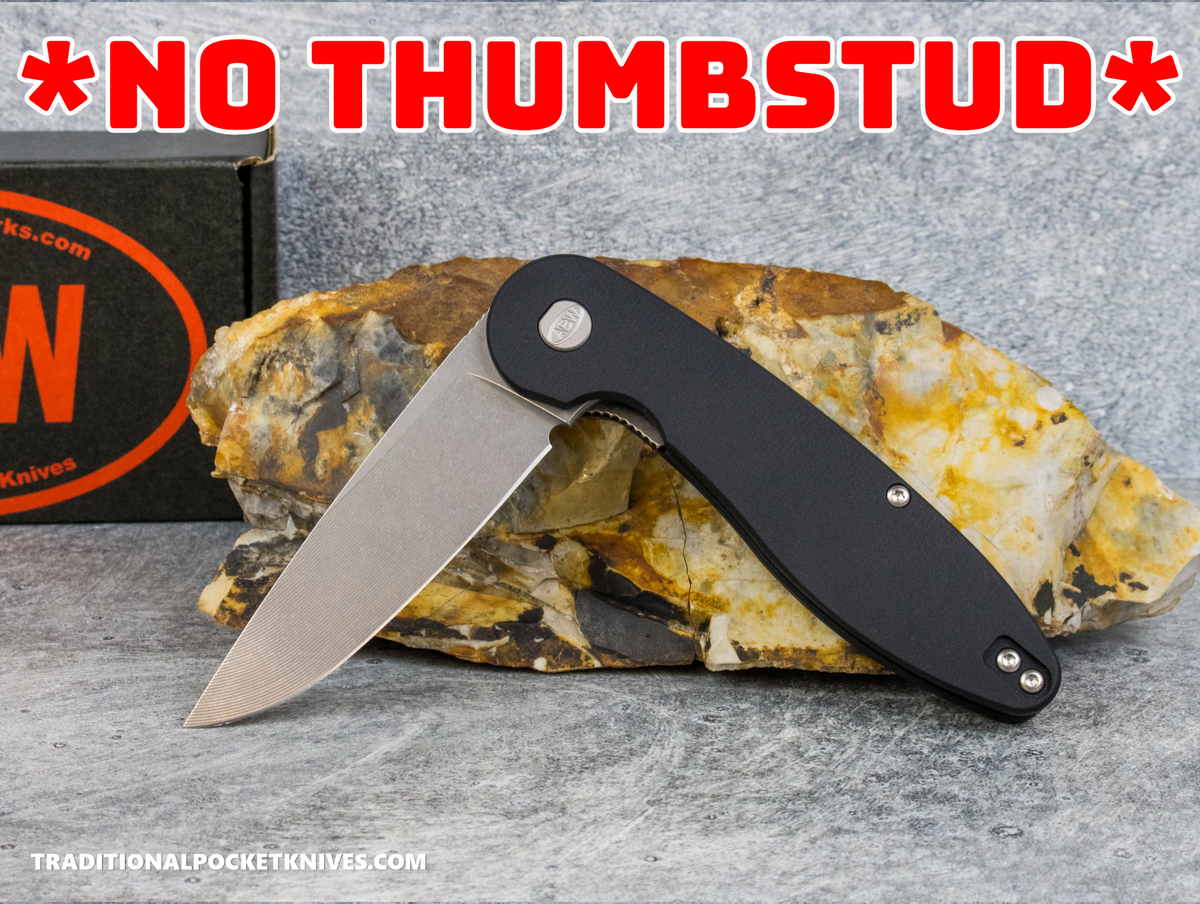 *NO THUMBSTUDS* American Blade Works: Model 1 V7 Liner Lock - Black Aluminum 3D Milled Magnacut