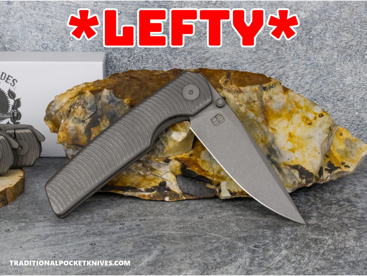 BergBlades Sweeney V2 - Dark Stonewashed Swirl Textured Titanium - Magnacut Dark Stonewashed ***LEFTY VERSION***