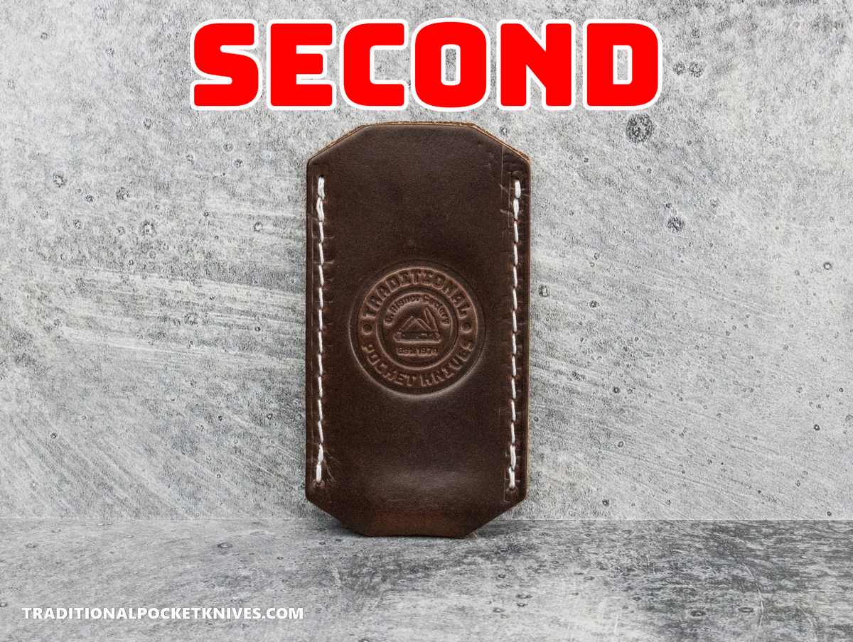SECONDS C. Risner Cutlery Logo Leather Knife Slip Small Chocolate