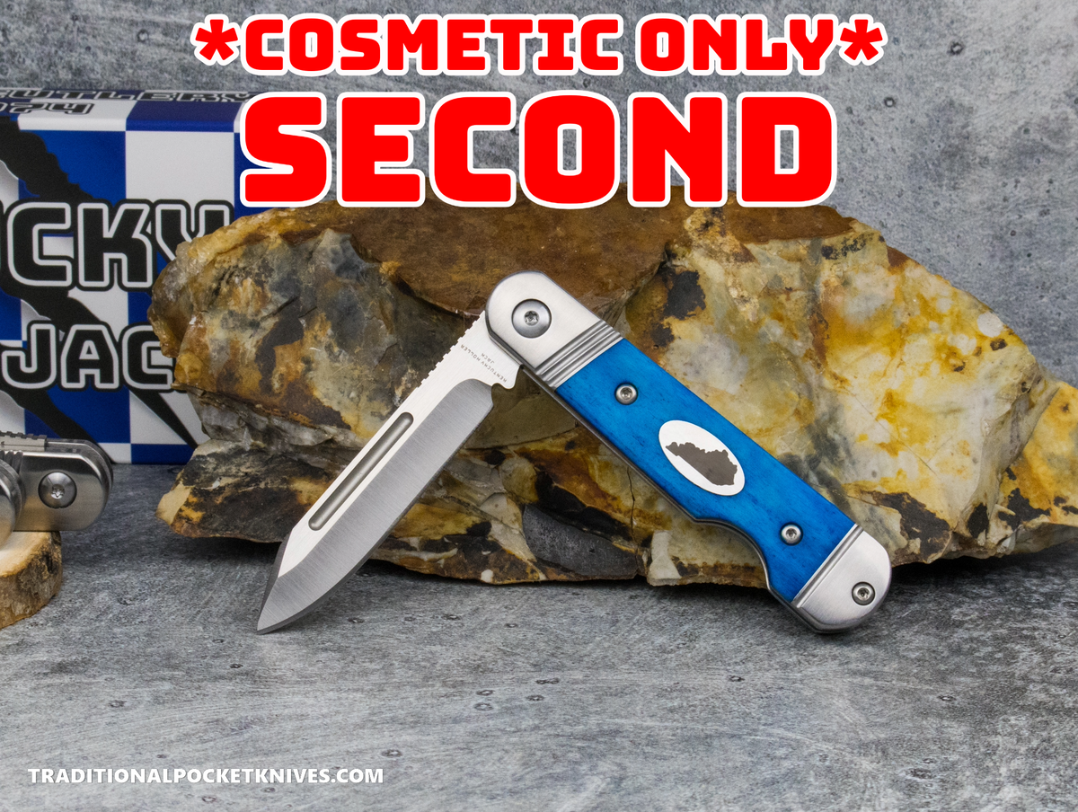 COSMETIC SECONDS: Kentucky Holler Jack: Smooth Blue Bone - Spearpoint 154CM