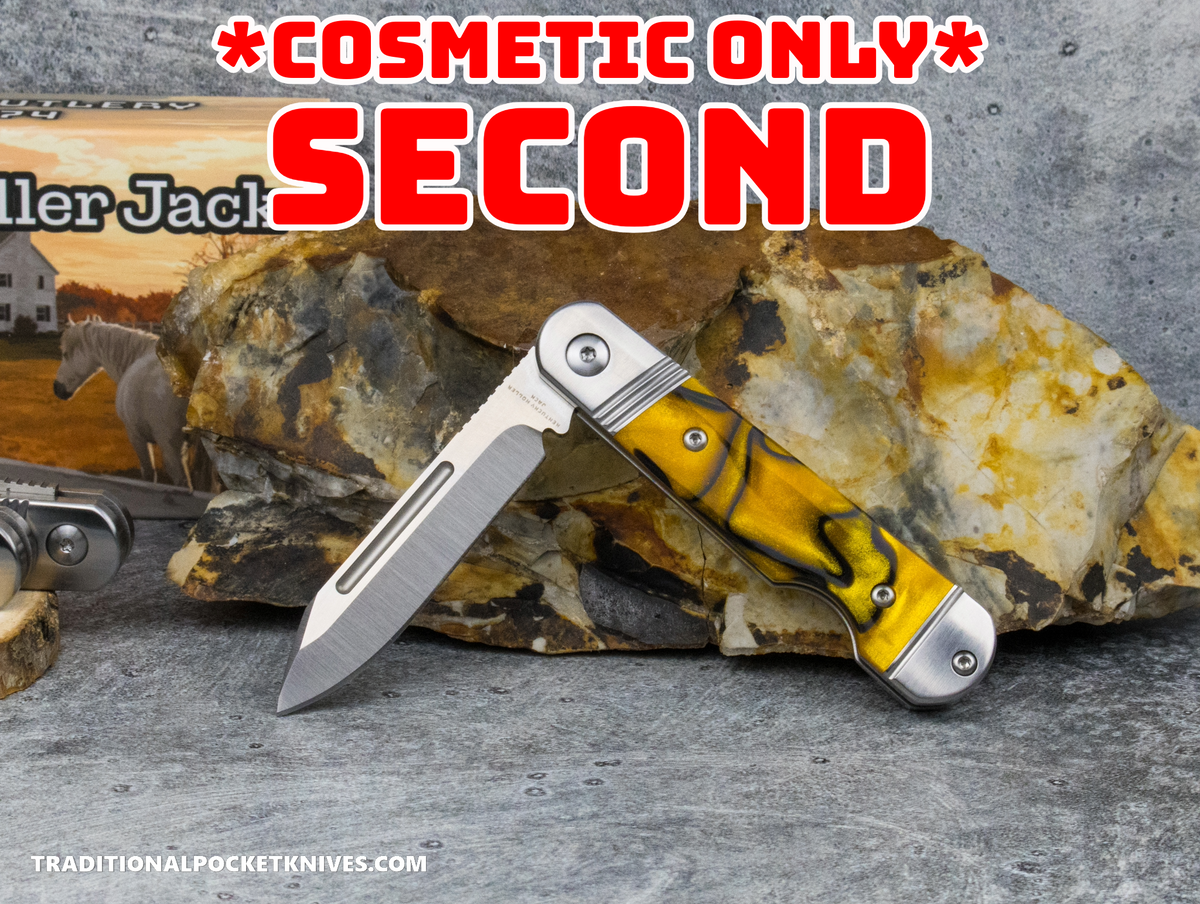 COSMETIC SECONDS: Kentucky Holler Jack: Kirinite Liquid Gold Acrylic - Spearpoint 154CM