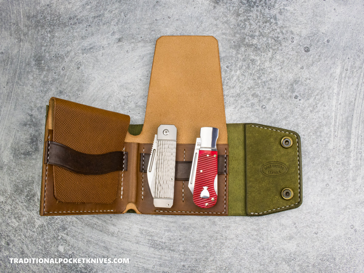 Sage Grouse Leather Cutler's Wallet "Olive Pueblo / Whiskey Hatch"