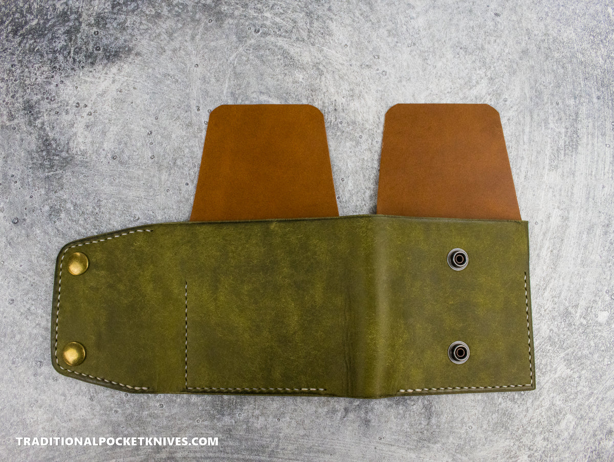 Sage Grouse Leather Cutler&#39;s Wallet &quot;Olive Pueblo/Whiskey Buttero&quot;