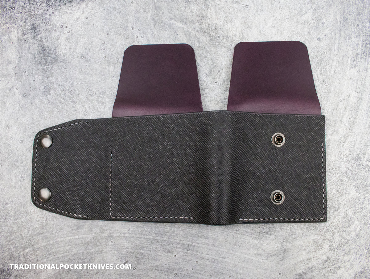 Sage Grouse Leather Cutler&#39;s Wallet &quot;Black Hatch Buttero/Plum Buttero&quot;