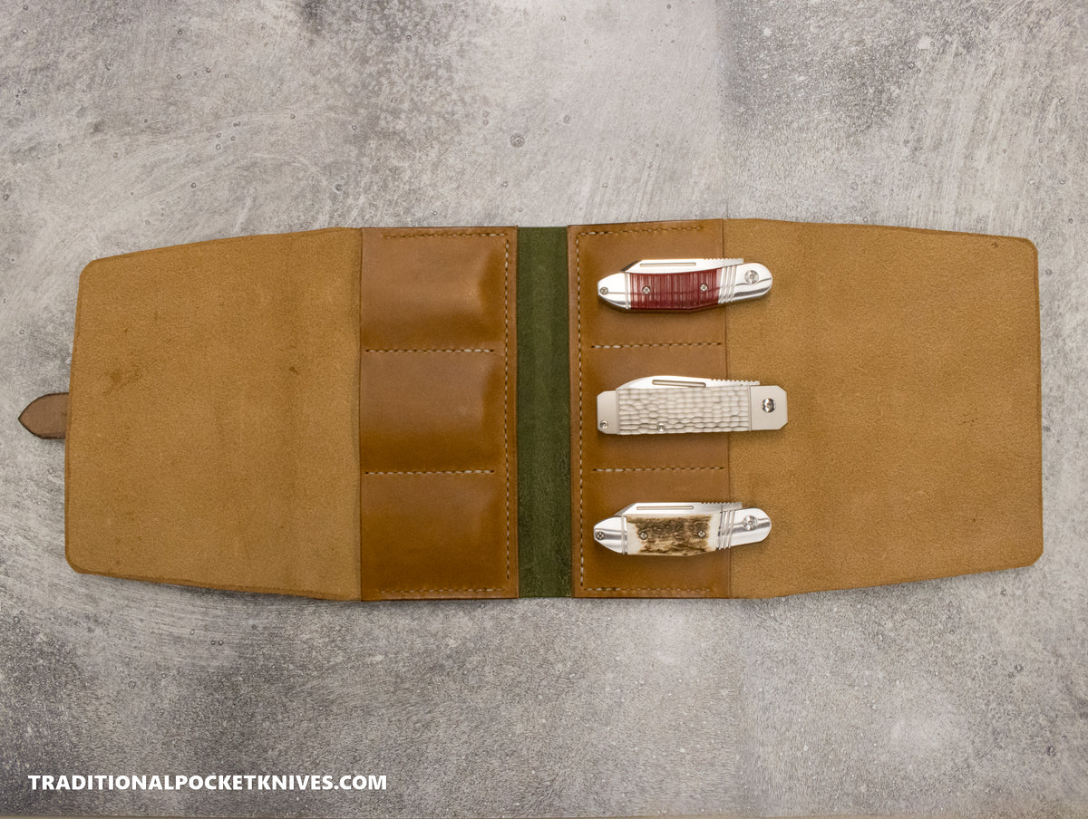 Sage Grouse Leather Cutler&#39;s Folio &quot;Aztec Stamp Olive Pueblo/Whiskey Buttero&quot;